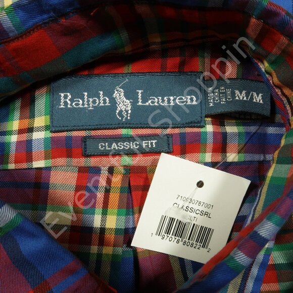 Polo Ralph Lauren Shirt Mens Medium Red Plaid Classic Fit Button Down Pony New - Picture 4 of 5